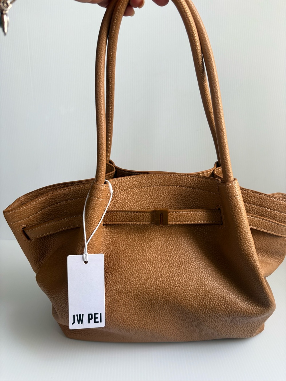 JW PEI Hana Leather Tote Handbag  Latte Color Medium Size NWT